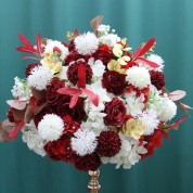 Modern Fall Flower Arrangements With Red Bromeliads