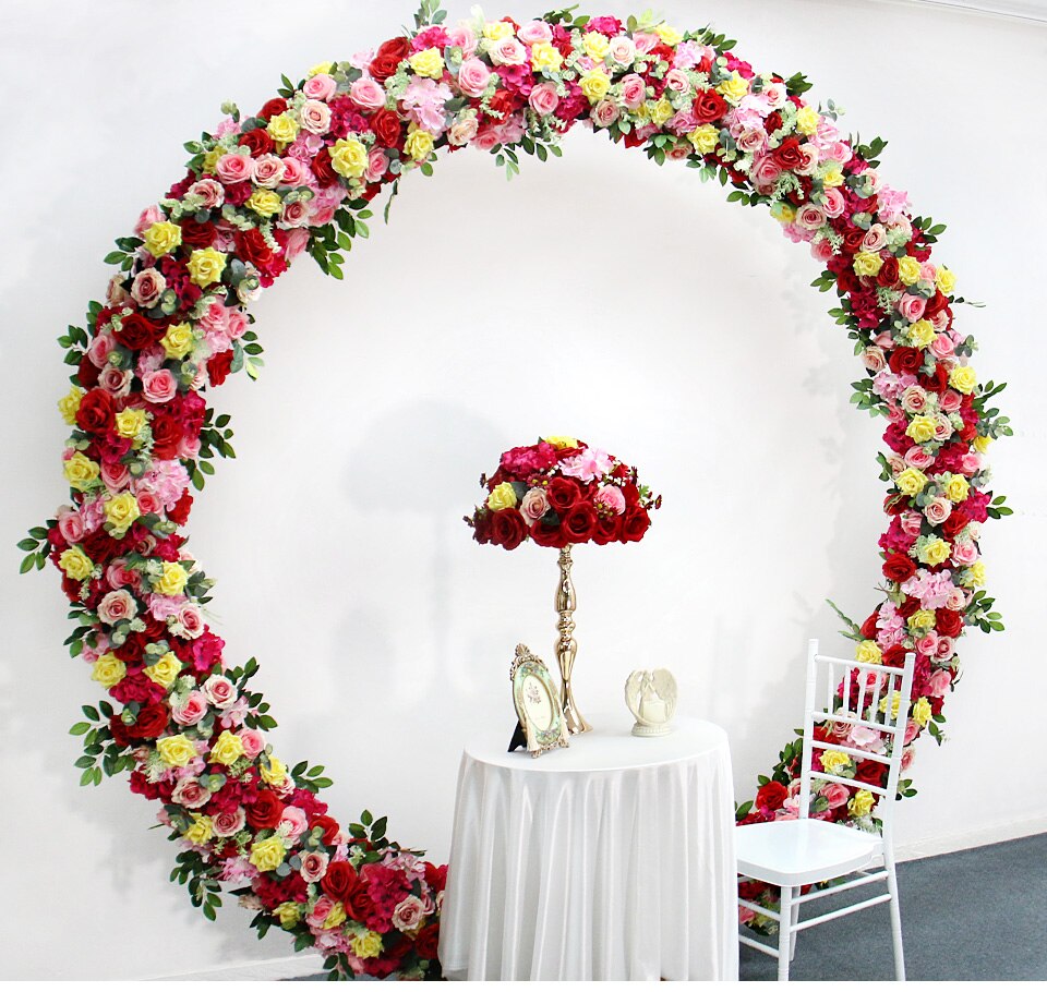 decorating a metal arch for wedding