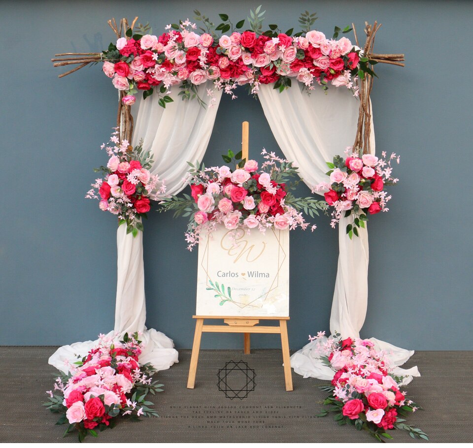 Attach the fabric to the wedding arch using clips or ties.