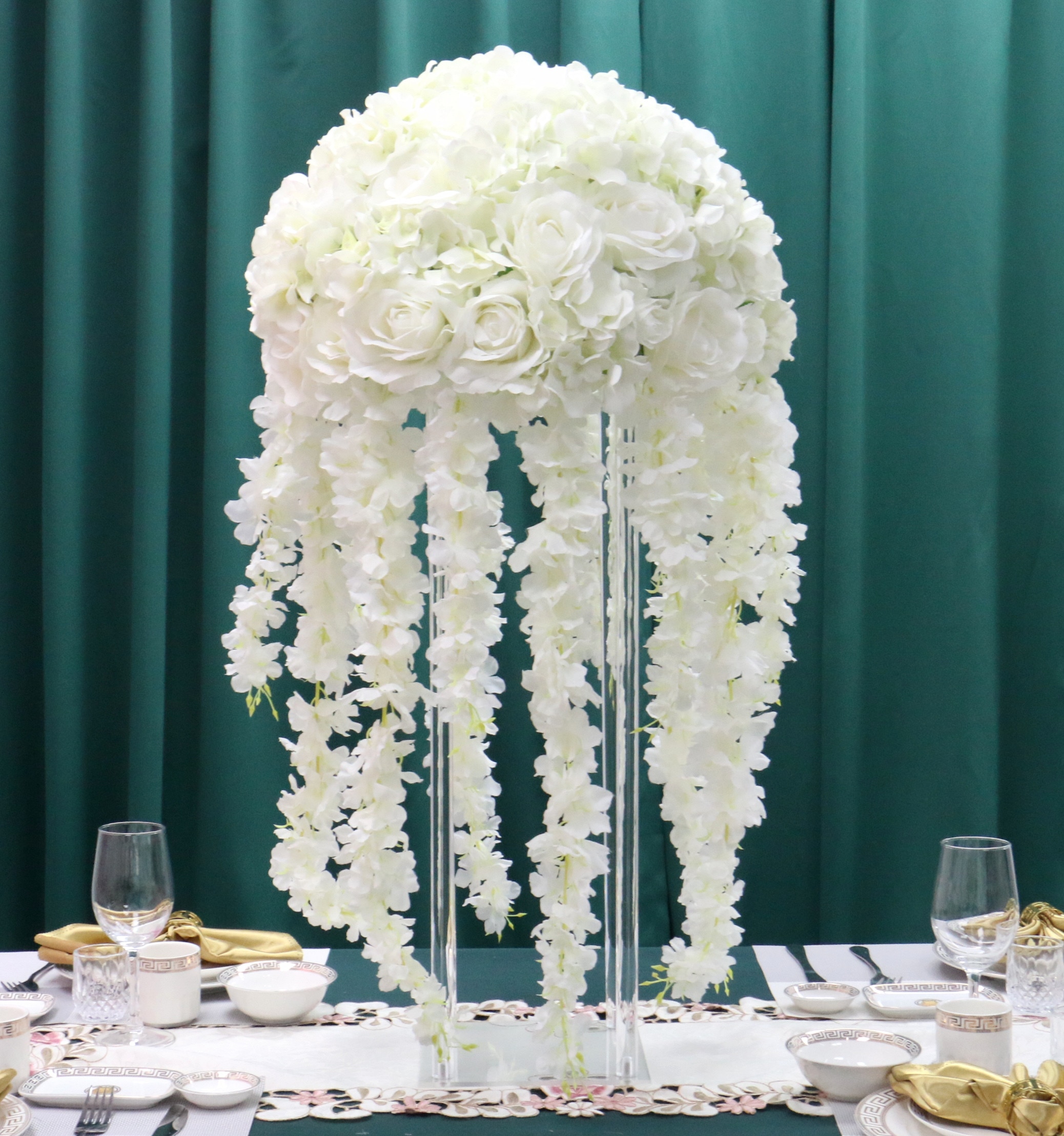 wedding arches with led lanterns and greenery1