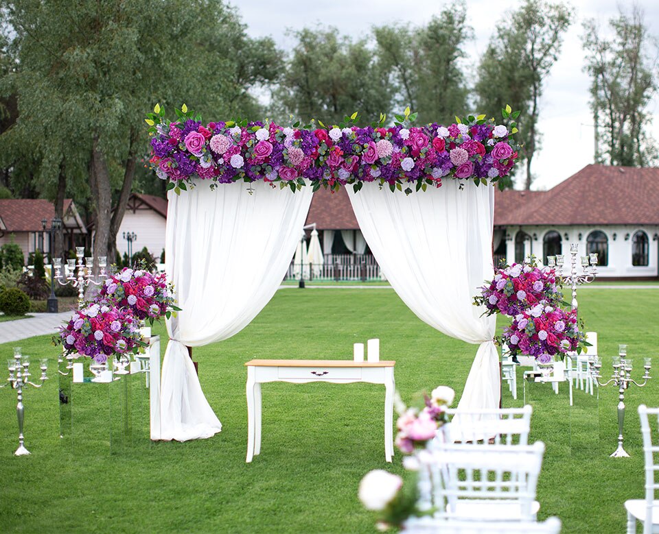 blue themed wedding decor