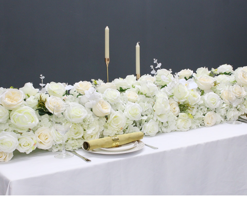 white table runner with brown branches10