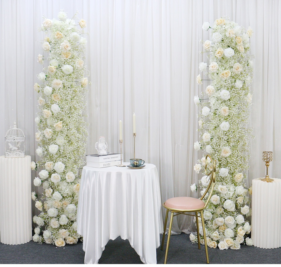 hexagon wedding arch with drapes