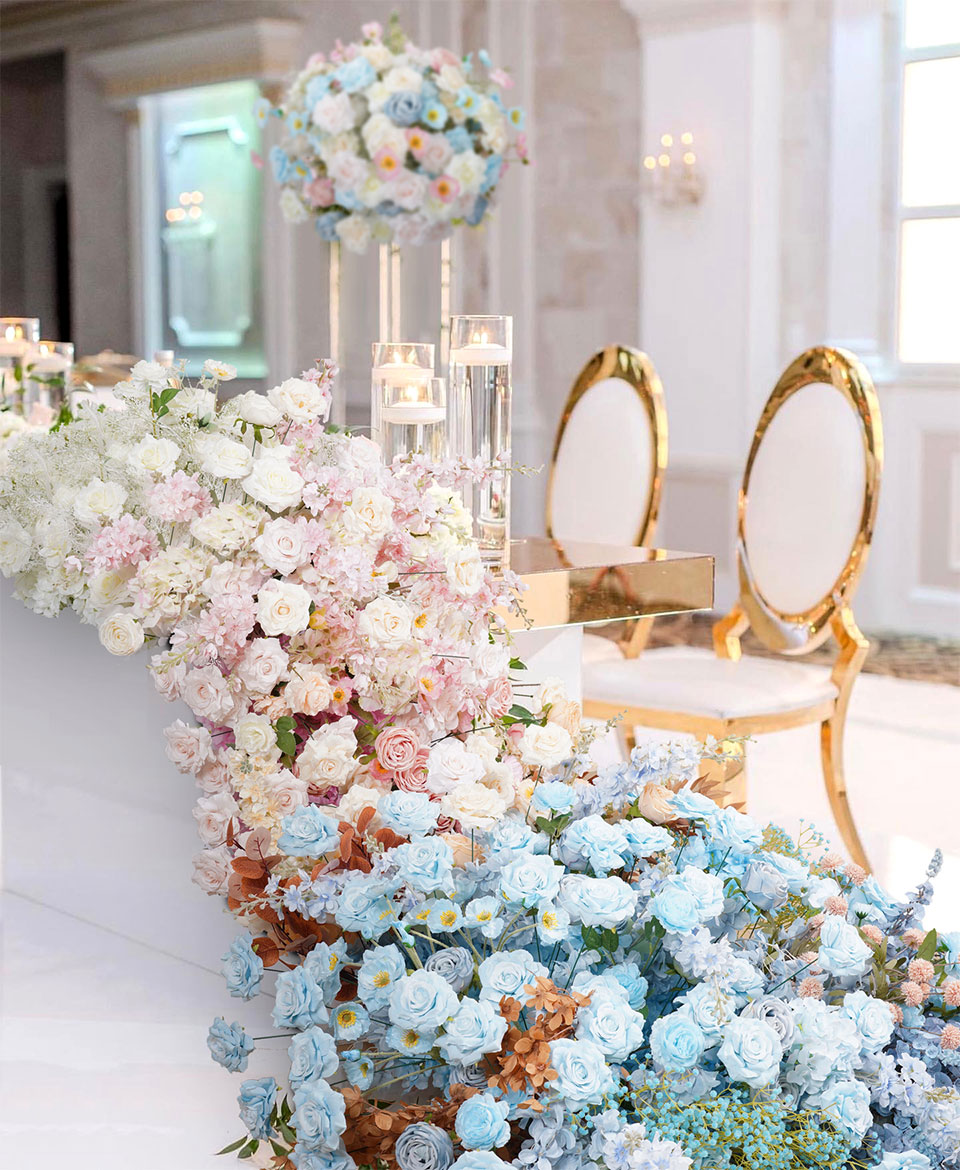 long silver table runner